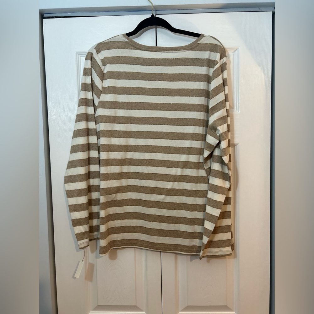Talbots Metallic Stripe Long Sleeve Top Women’s Plus Size 2X - Picture 7 of 8
